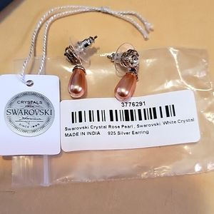 NWT Swarovski Crystal and Rose Pearl earrings